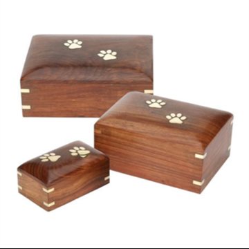 Paw Print Wooden Ashes Casket
