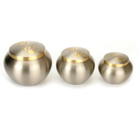 Silver Gold Round Pet Urn