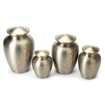 Silver and Gold paw print urn